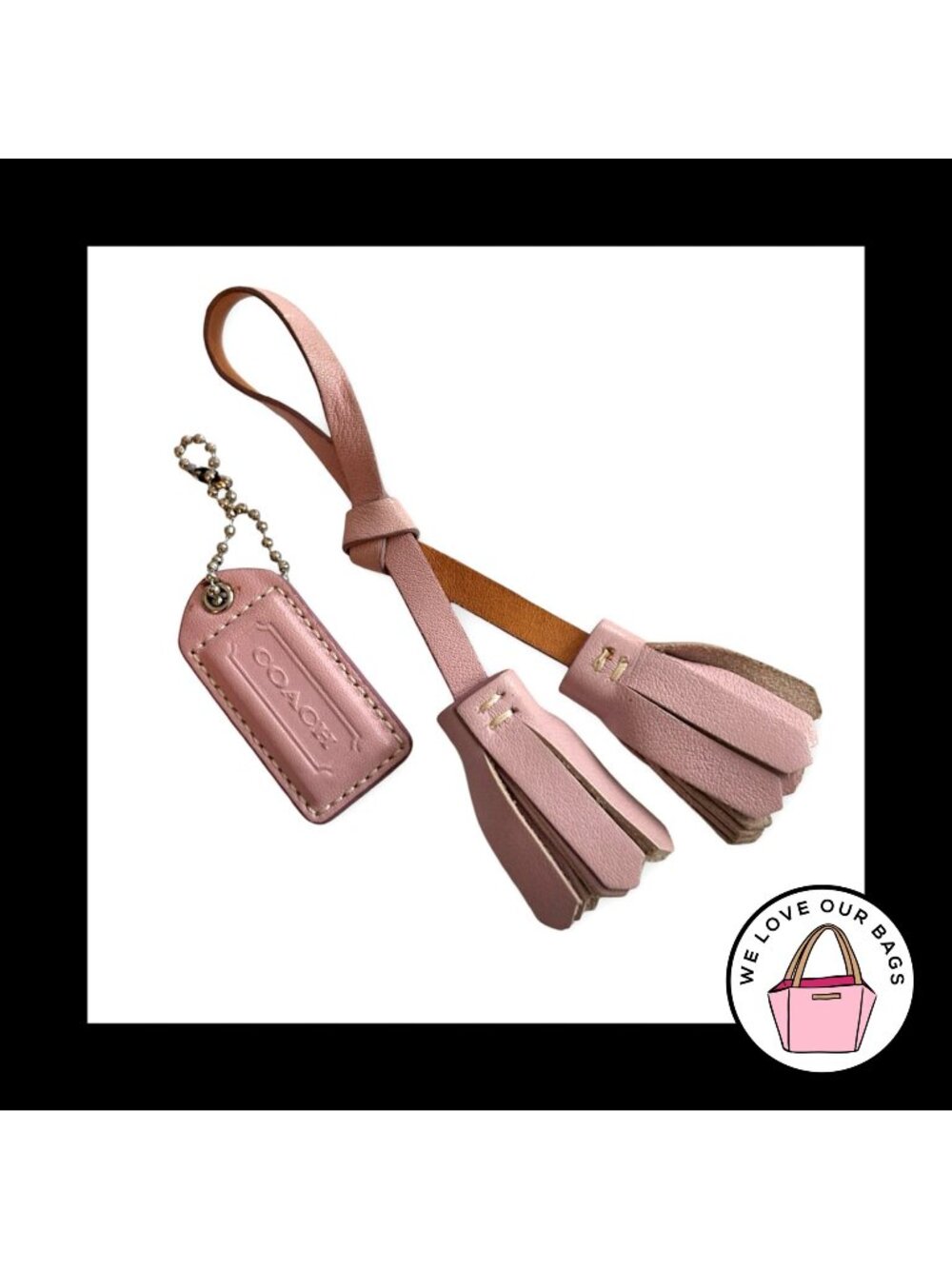 2 Lot VINTAGE Y2K COACH Purple Lilac Saddle Leather Tassel HangTag Bag Charm Fob